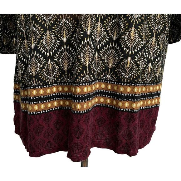 J. Jill Bordeaux Fan Geo Border Print Knit Pullover Tunic Top Sz L - Picture 3 of 10